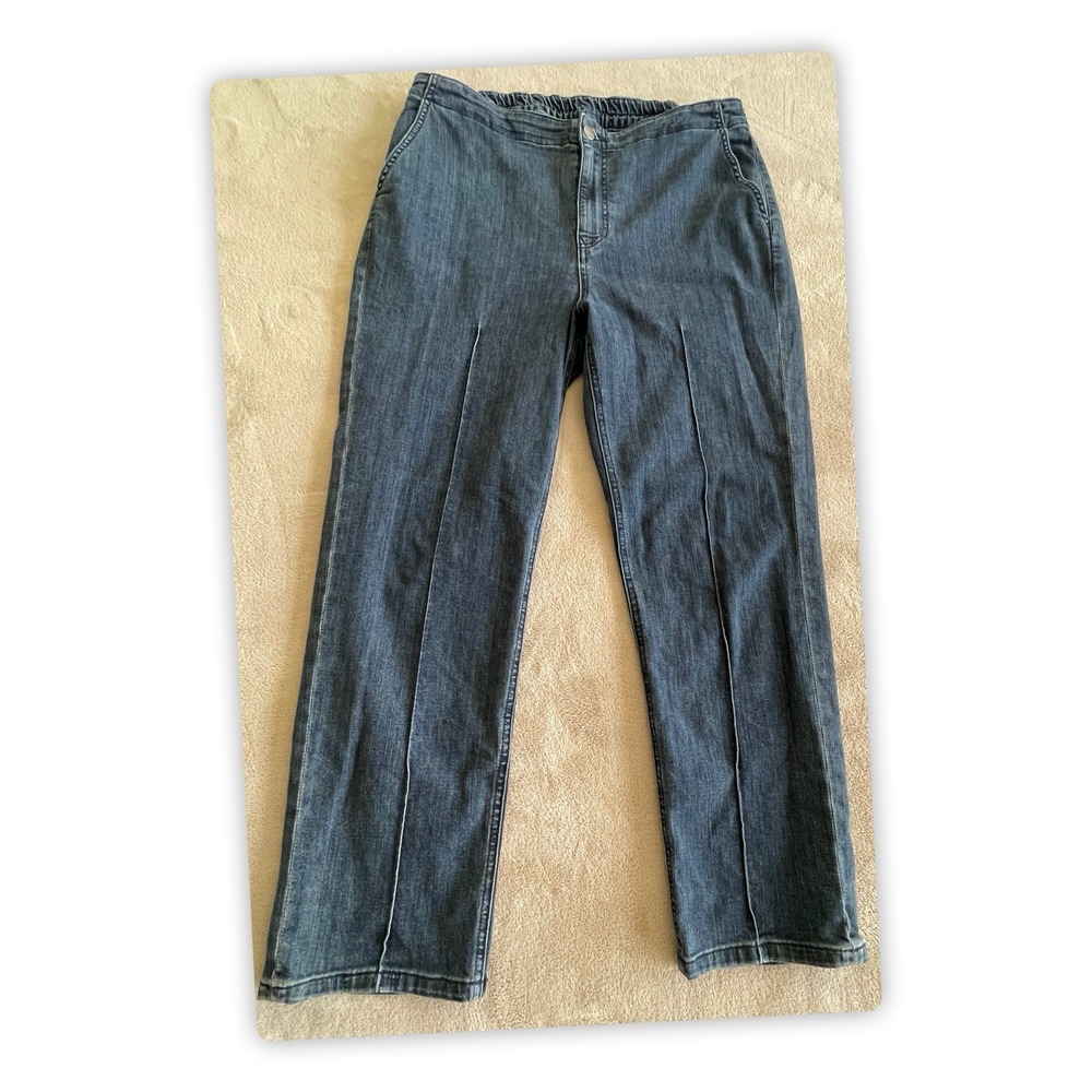 Lisa Bayne‎ Jeans Womens Large Denim Pintuck Elastic Waist